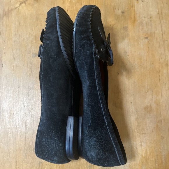 Talbots Leather Suede Loafers Flats size 5.5 M Black Slip on With Now - Picture 8 of 12